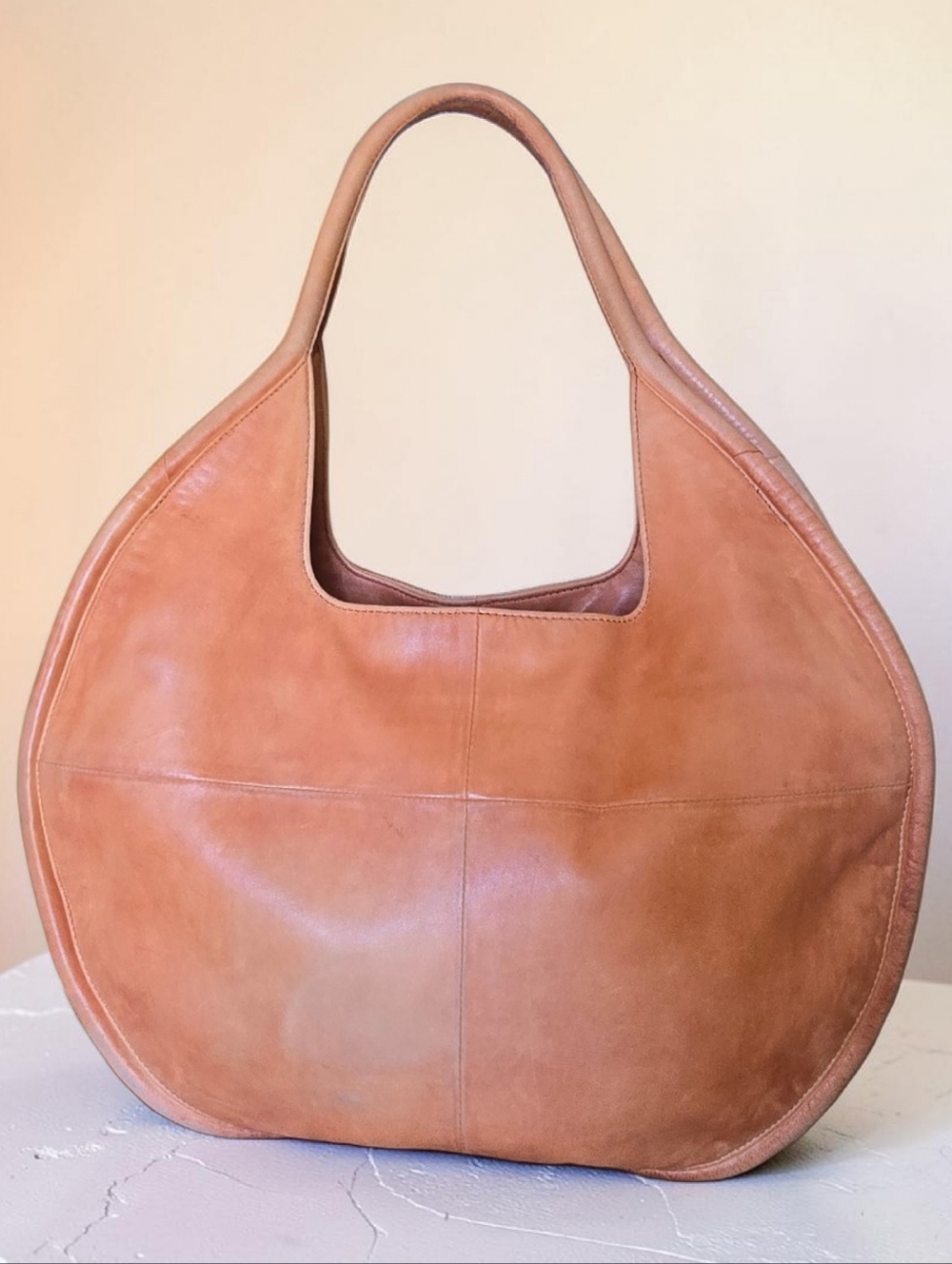 Anthropologie Julien Leather Brown Tote Bag Sheep Lambskin